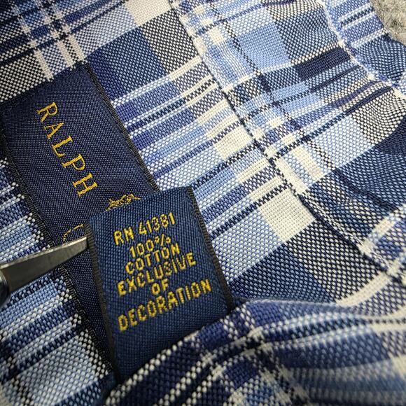 Ralph Lauren Shirt Mens XL Blue Plaid Short Sleeve Oxford Cloth Button Down - Picture 13 of 15